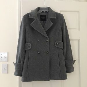 NWOT Talbots Gray Wool Double-Breasted Peacoat